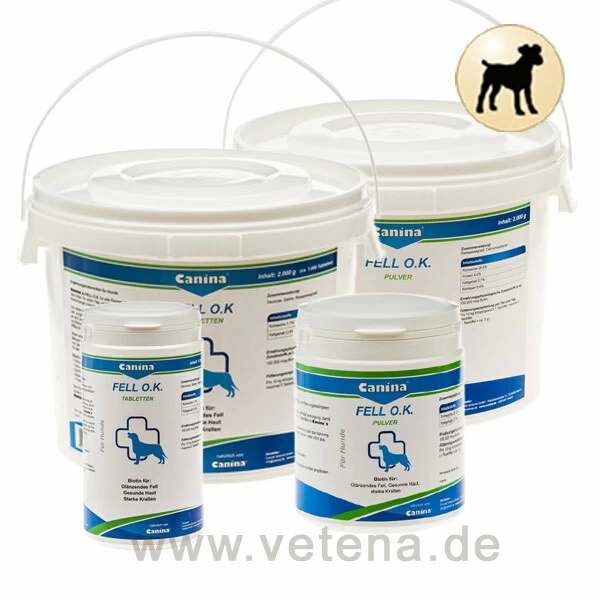 Canina Fell O.K. Tabletten & Pulver Hund 1 Canina Fell O.K. Tabletten & Pulver Hund